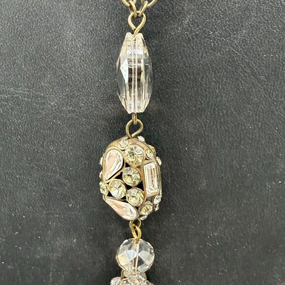 Sweet Lola Clear Crystal Beaded Station Tassels Chain Y Drop Neckline - Picture 4 of 5